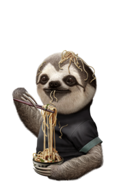 SLOTH  EAT NOODLE